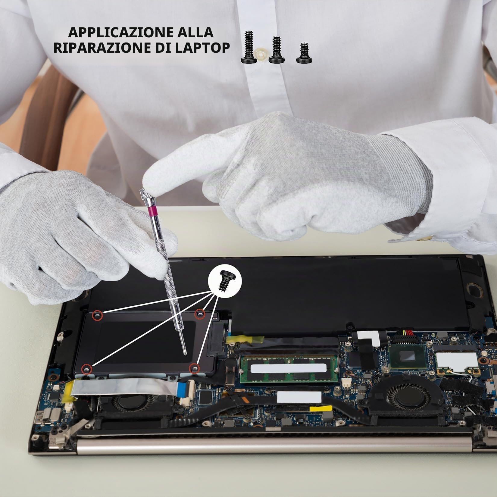 500 Pz Set di Viti Piccole, M1.2/M1.4/M2 Viti per Occhiali, Set di Vite a Testa Piatta, Kit di Riparazione Vite a Testa Svasata a Testa Tonda per Occhiali Laptop(N)