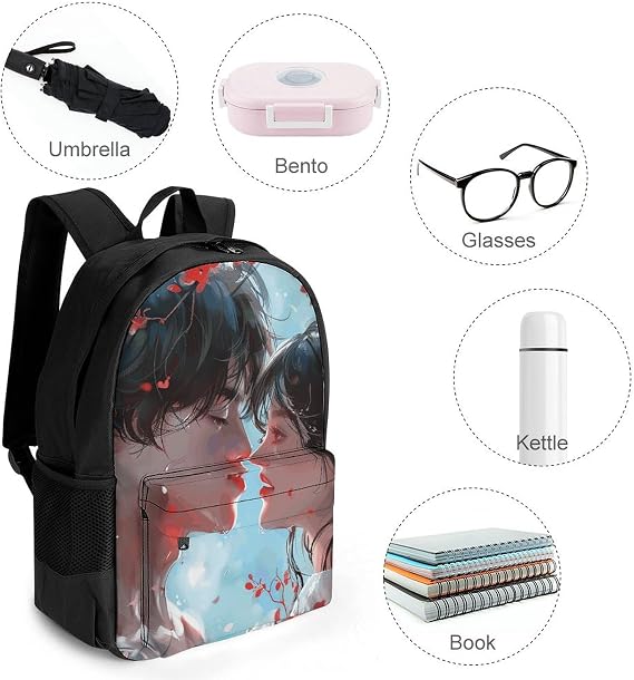 Large Laptop Backpack for Woman Computer Bag Lightweight Work Bag Anime Style Couple Travel Daypacks for Man