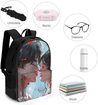 Large Laptop Backpack for Woman Computer Bag Lightweight Work Bag Anime Style Couple Travel Daypacks for Man