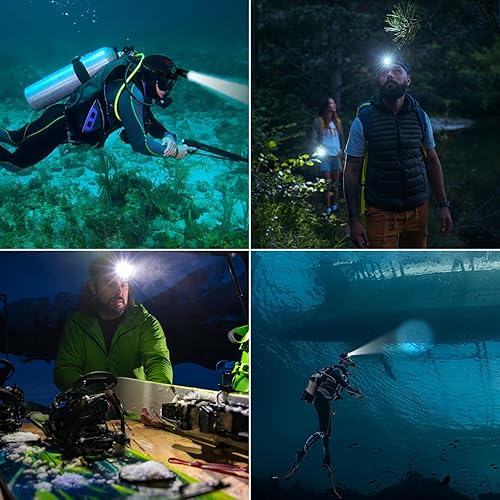 Miniatura 7 de APLOS HP900 - Linterna de buceo recargable - 3000 lúmenes súper brillante linterna de buceo, faro de natación IP68 impermeable profesional submarino