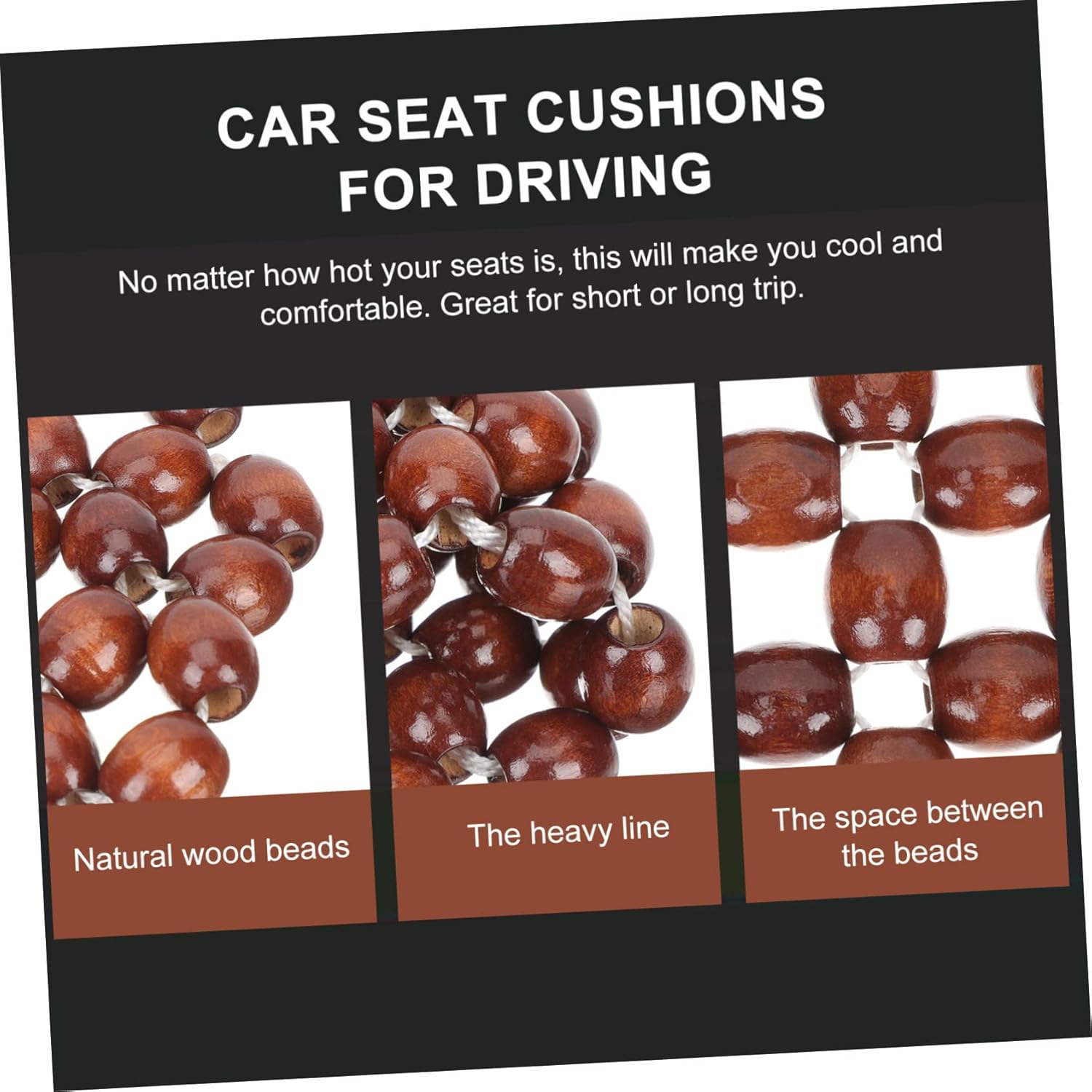 Wooden Bead Car Seat Cushion Beaded Covers for Trucks Car Wooden Beads Wood Beaded Cushion Beaded Mat Vehicle Seat Cover Cooling Seat Covers for Car Massage Beads All Seasons