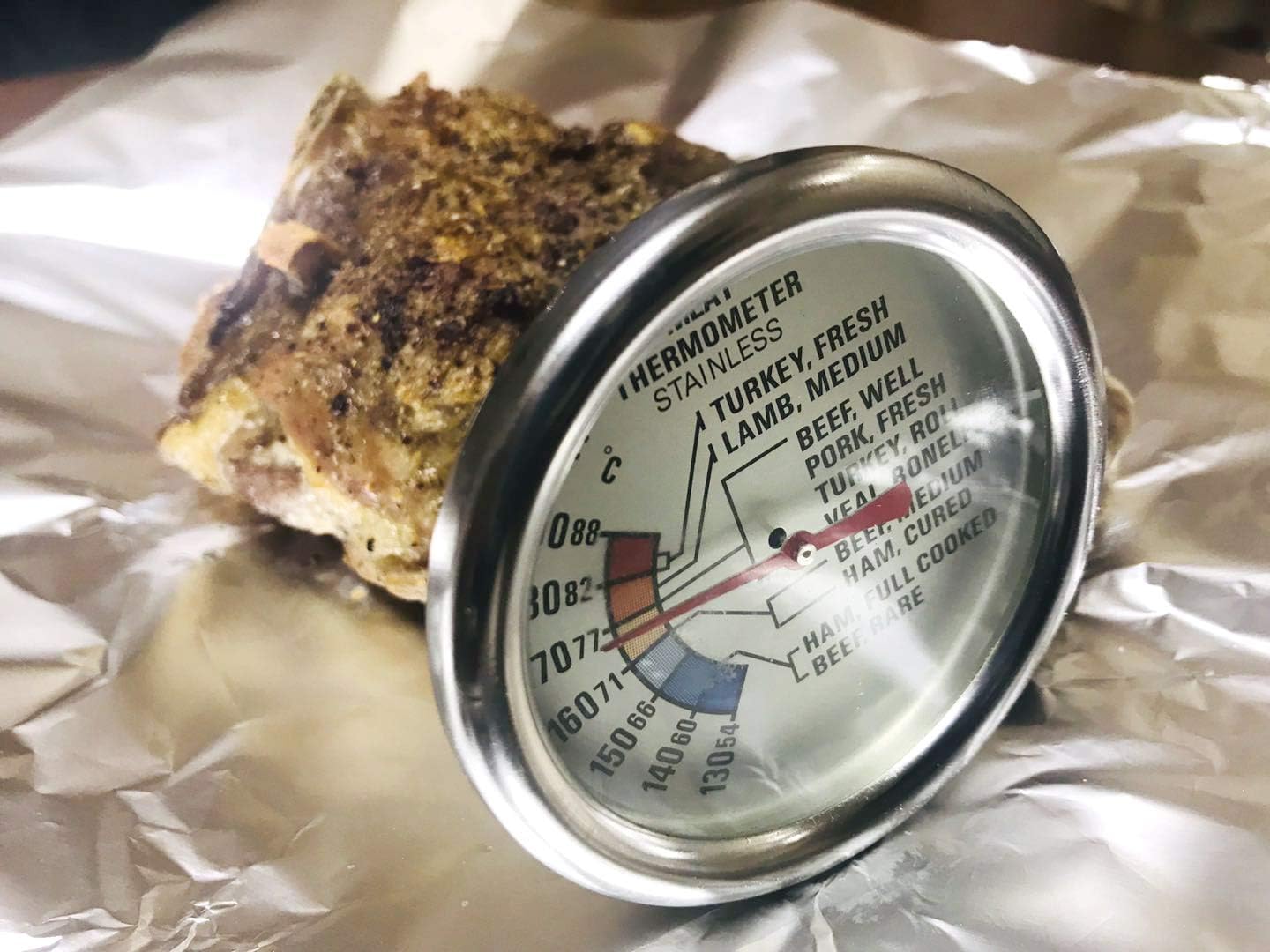 Blacksail Kitchen Analog Meat Thermometer for Grilling Smoking Oven Safe Stainless Steel 2 3/4-Inch Dial (Stainless Steel)