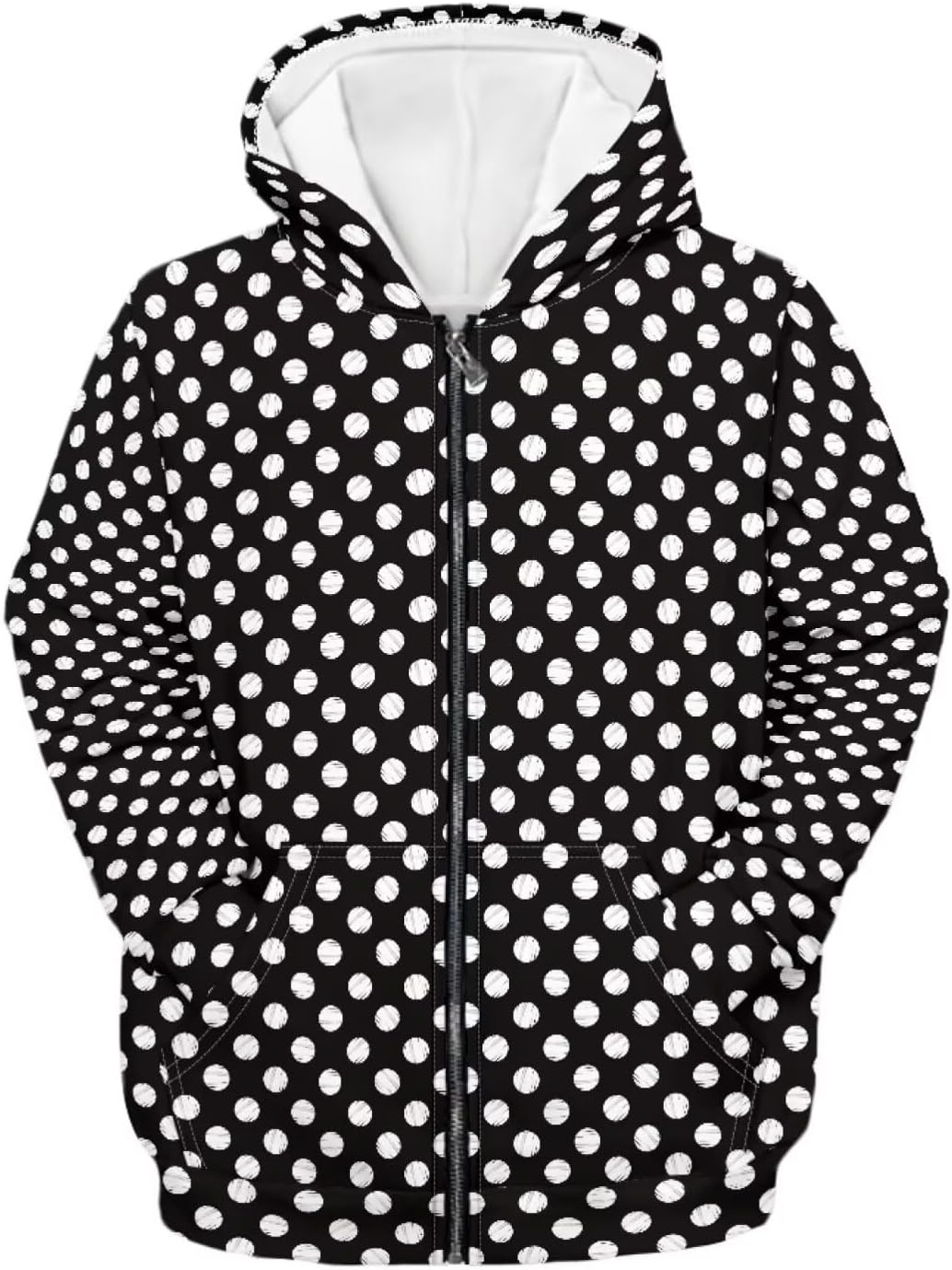Girls Zip Up Hoodies Trendy Print Oversized Sweatshirt