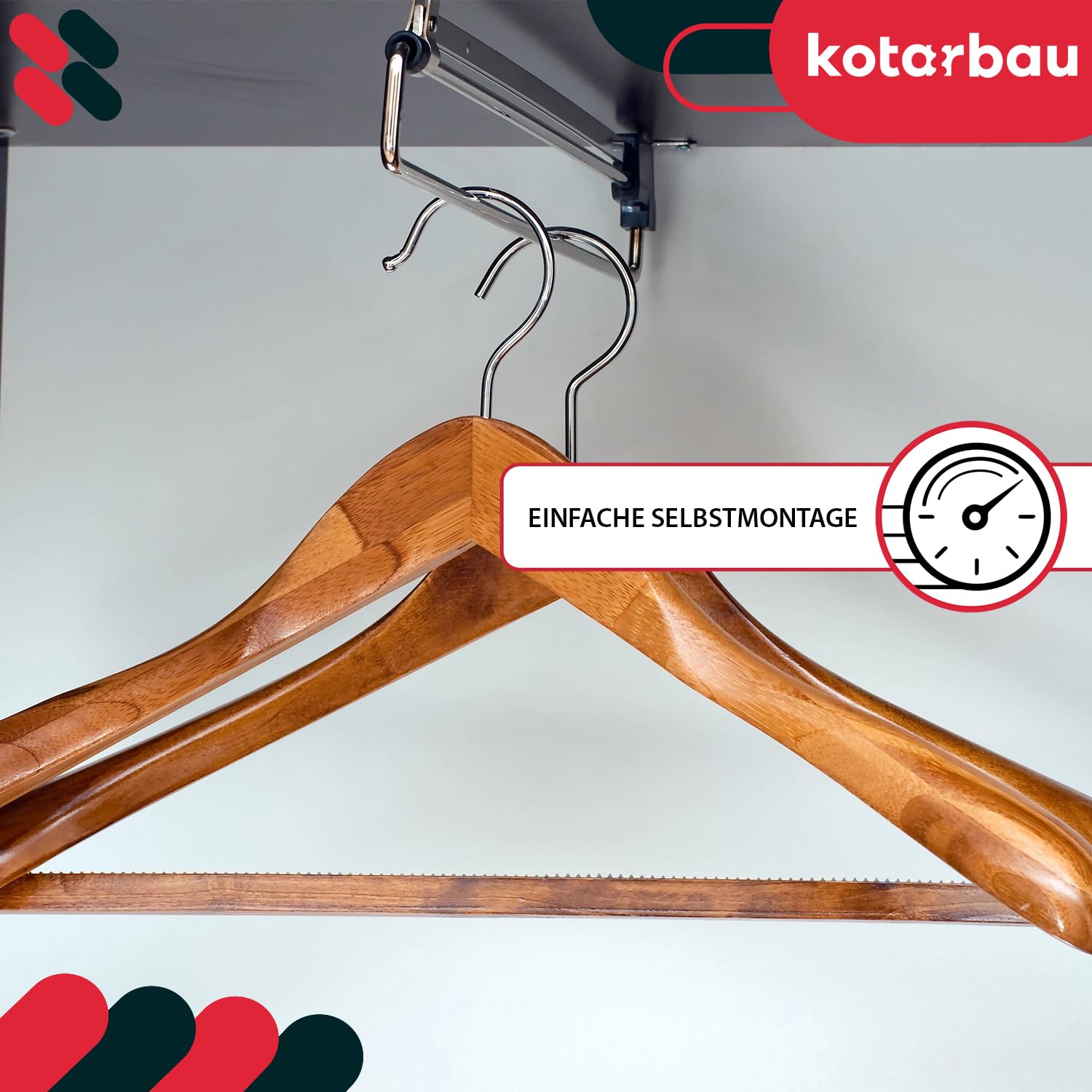 KOTARBAU® Zestaw 2 wysuwanych drążków na ubrania do szafy garderobianej, 350 mm