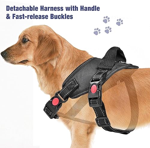 Miniatura 2 de Abrigo impermeable para perro con arnés desmontable, abrigo impermeable cálido para perro para clima frío, chaqueta de invierno reflectante para