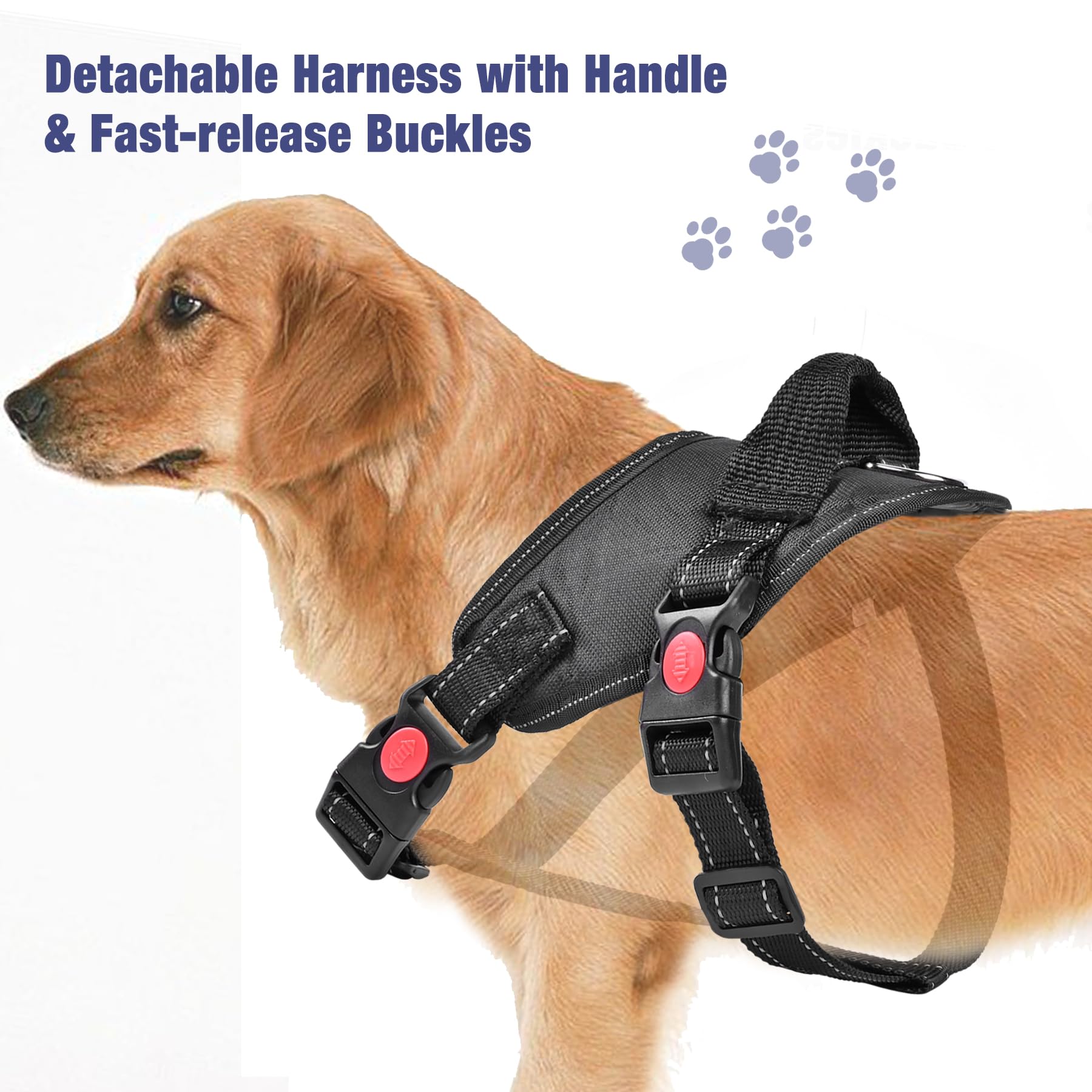 Dog Coat with Harness Detachable, Waterproof Warm Dog Coat for Cold Weather, Reflective Dog Winter Jacket for Small Medium Large Dogs, Puppy Clothes for Teddy Chihuahua