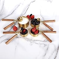 Vista 7 de Colección de 8 tazas medidoras doradas y cucharas medidoras, dorado con asas de madera fragante, juego completo de tazas y cucharas medidoras