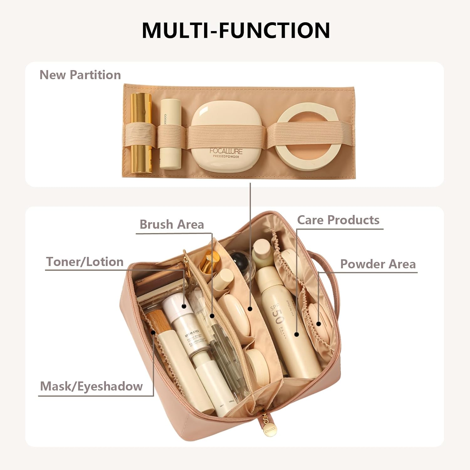 Travel Makeup Bag Toiletry Bag for Women Large Cosmetic Travel Bag Makeup Storage Box Skincare Organizer Vanity Organizer Bag Multi-Function Makeup Organizer with Compartments Travel essentials - Image 2