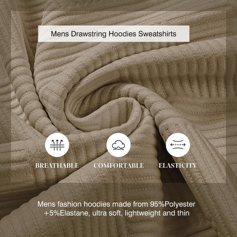 Men's Casual Soild Color Hooded Sweatshirts Geometric Texture Graphic Long Sleeve Pullover Hoodies - Image 5