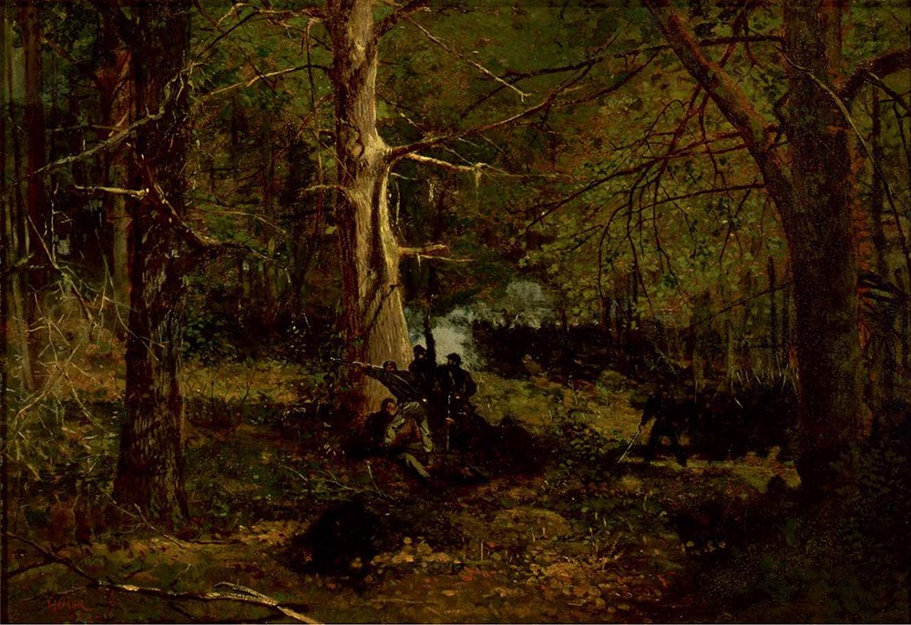 Winslow Homer Skirmish in The Wilderness tableau extra large cadre marron