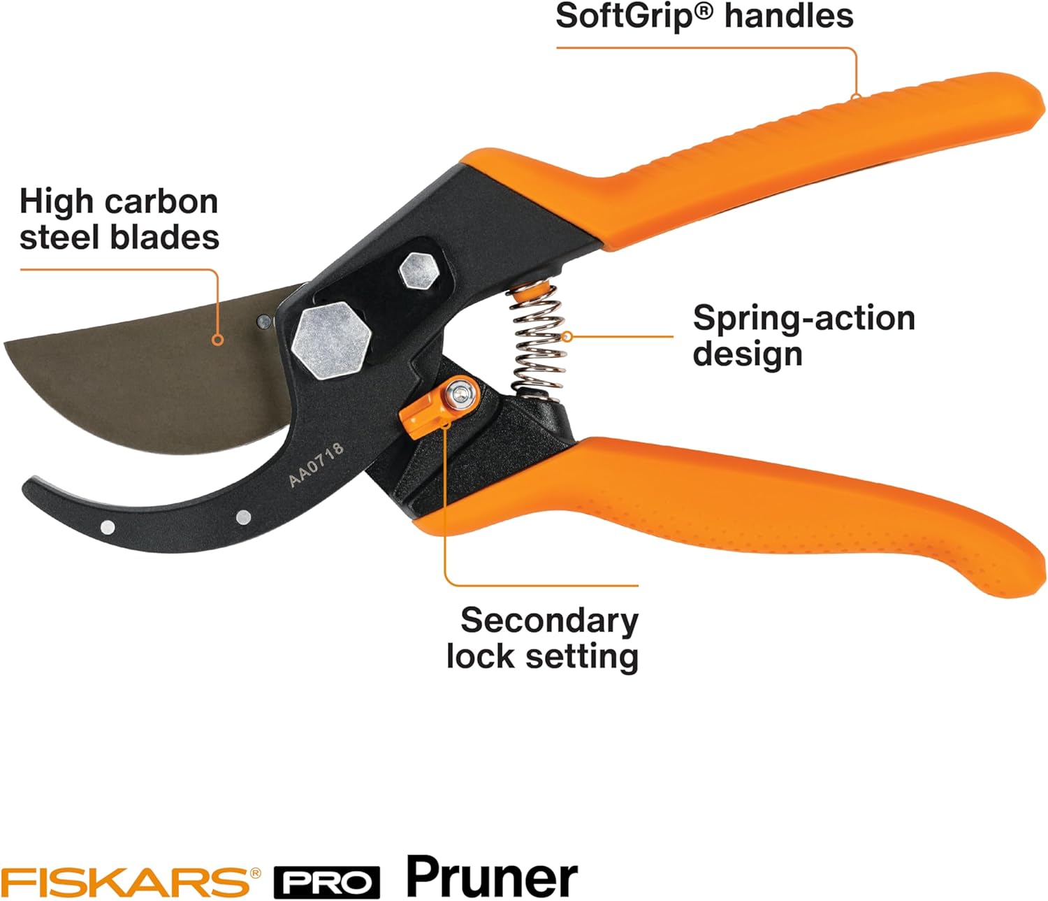 Fiskars Pro Pruner Shears, Garden Clippers, Gardening Scissors with Sharp Non-Stick Steel Rust Resistant Blade - Image 2
