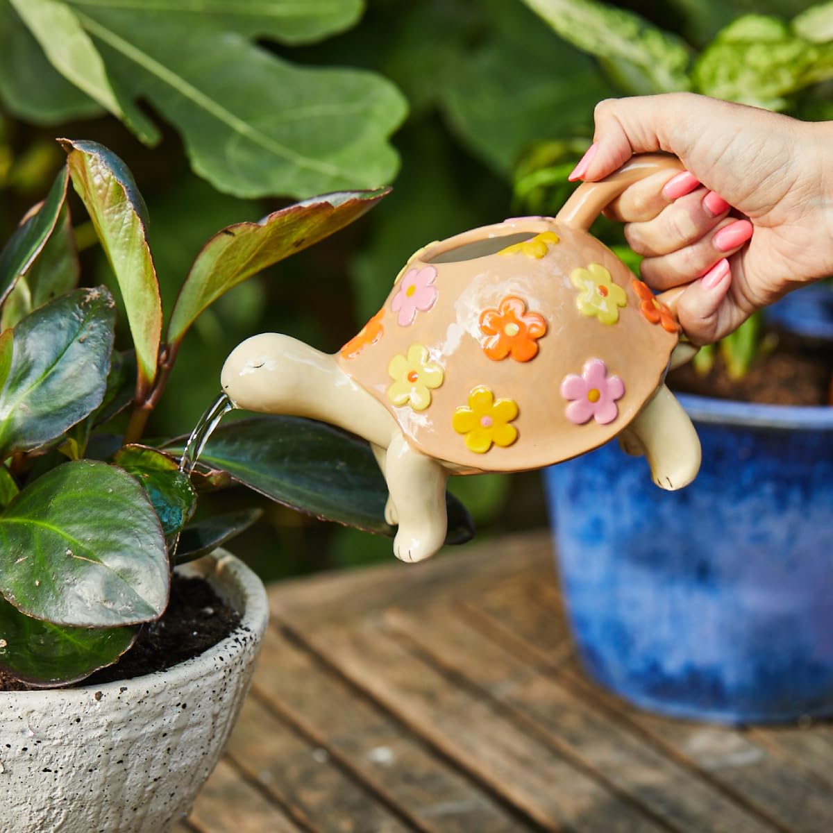 Sass & Belle Tortoise Watering Can, Cute Decorative Mini Indoor Watering Can for Plants Small Dolomite Flower Watering Jug - Image 3
