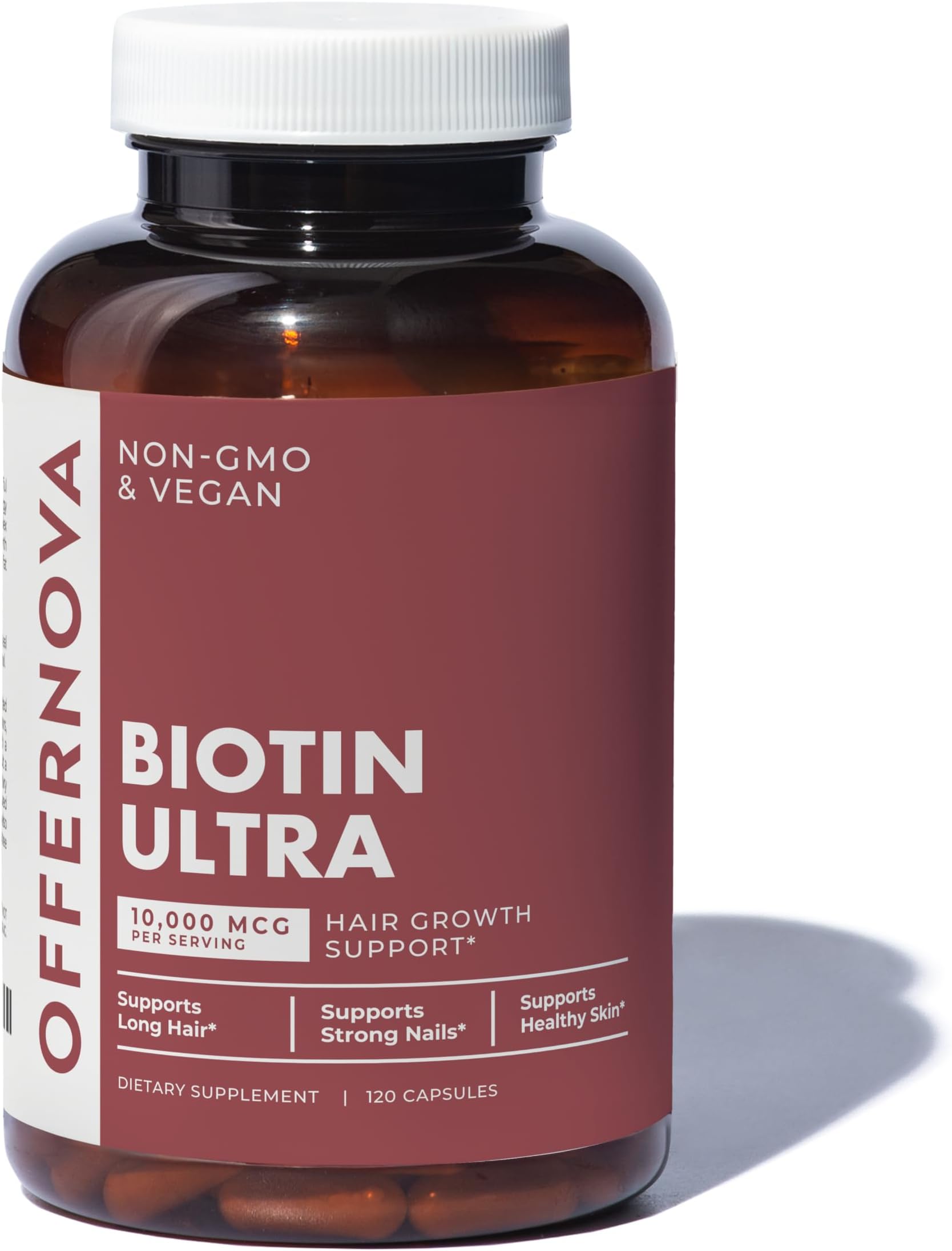 Offernova Biotin Ultra - Vitaminas para el Cabello con Biotina - Pastillas para Crecimiento del Pelo y Barba | Fortalece el Pelo Piel y Unas - 120 Tabletas