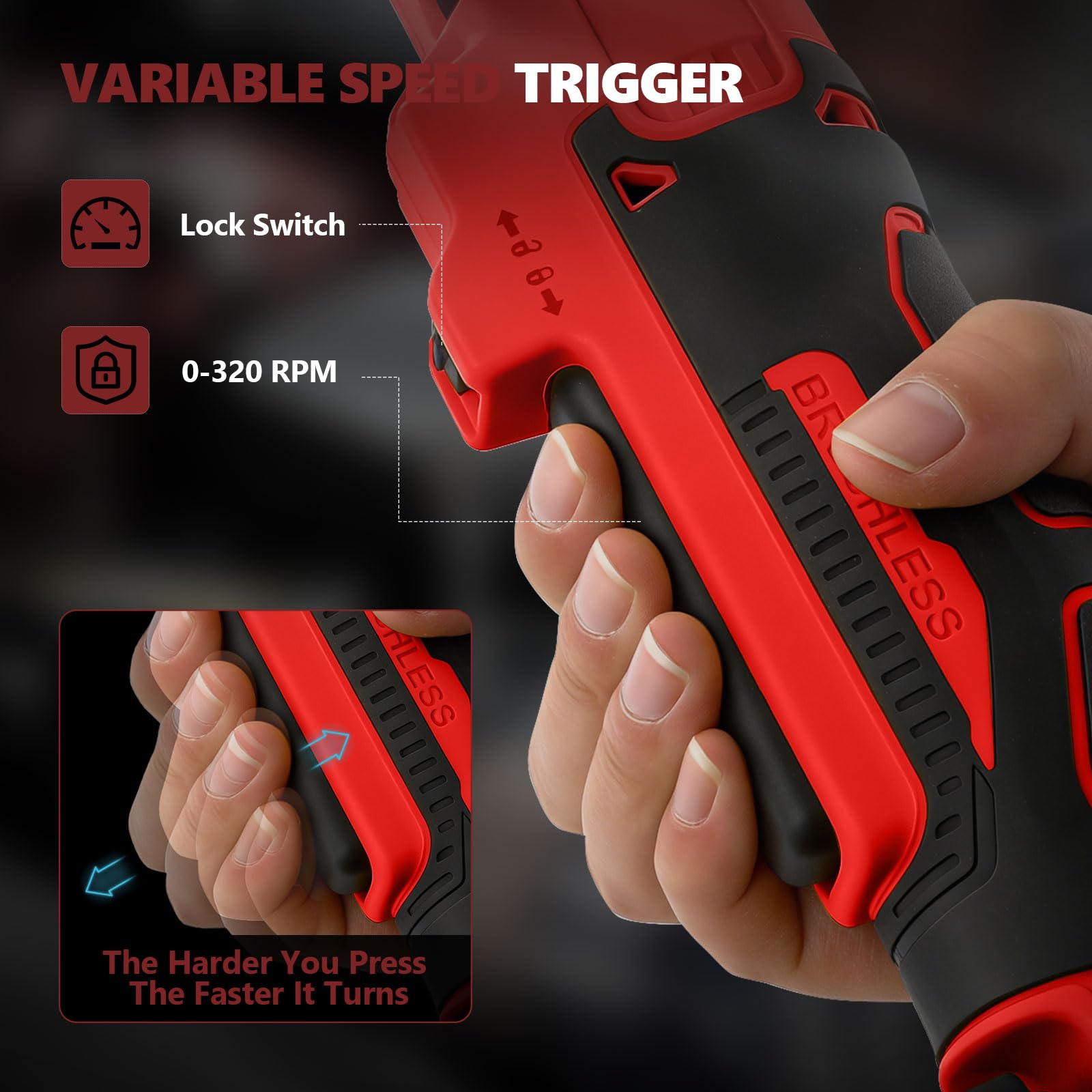 Chiave a cricchetto migliorata a batteria da 3/8" per batteria Milwaukee M18 18 V, 80 N.m, 320 giri/min, velocità variabile, chiave a cricchetto elettrica allungata con illuminazione a LED