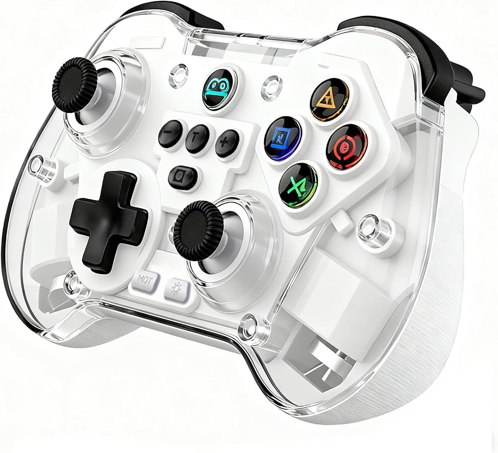 Koiiko Wireless Gaming Controller for ipad/iphone Android/PC/Switch/Streaming on Xbox/PS4, Bluetooth, Pocket Size, Hall Effect Triggers Hall left & right rocker (Translucent White) — 사진 1