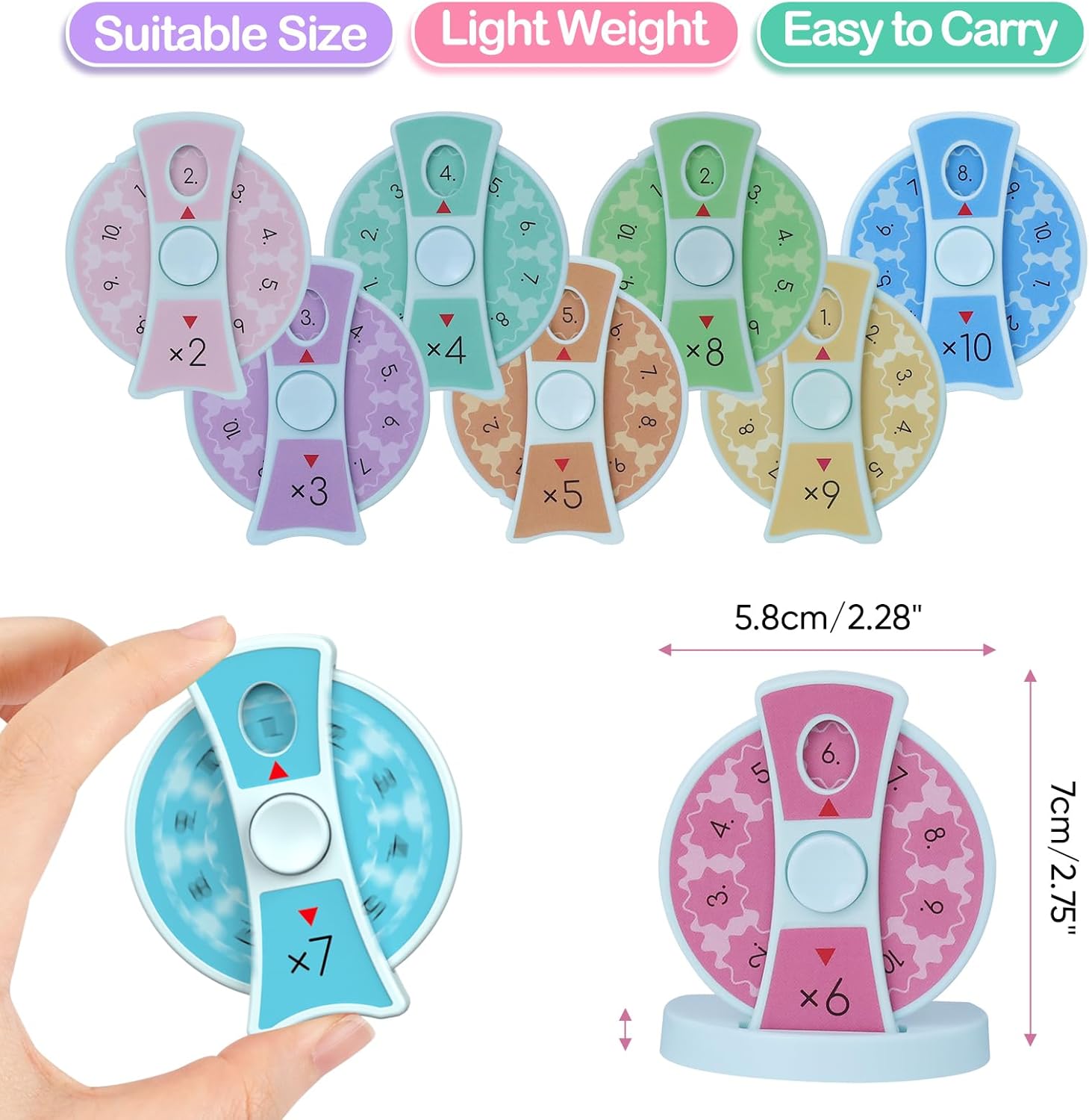 Multiplication Fidget Spinner,Fun Math Multiplication and Division Games for Pupil,8-12 Years Old,3rd/4th/5th Grade Math Learning Tools(9pcs Mult.Div.)