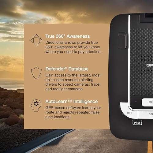 Miniatura 3 de Detector de radar láser Escort MAX 360 - GPS, alertas direccionales, antena dual delantera y trasera, conectividad Bluetooth, alertas de voz