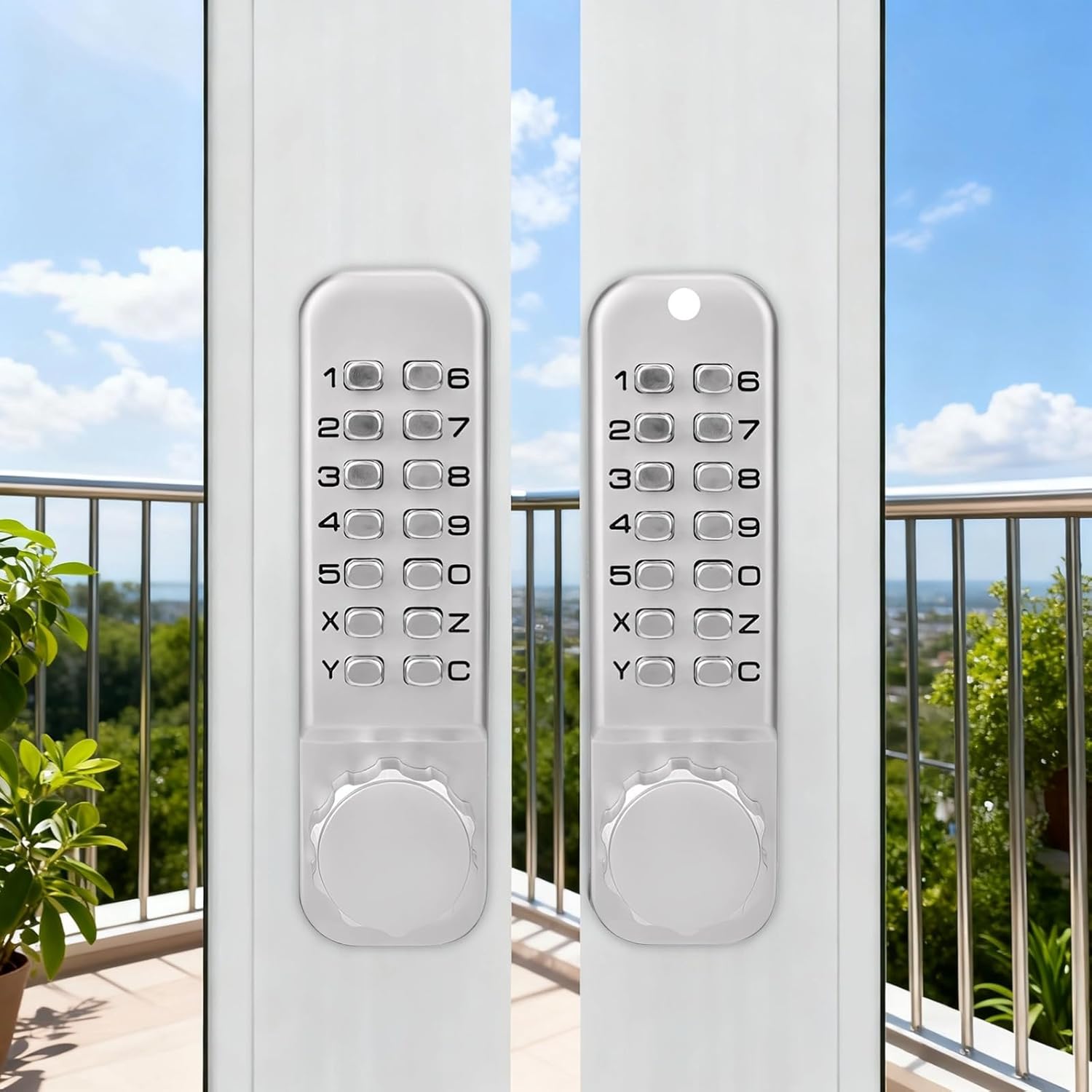 Silver Mechanical Keypad Lock for Door, Keyless Zinc Alloy Combination Lock, Double-Sided 14-Keypad, for Outdoor Gate