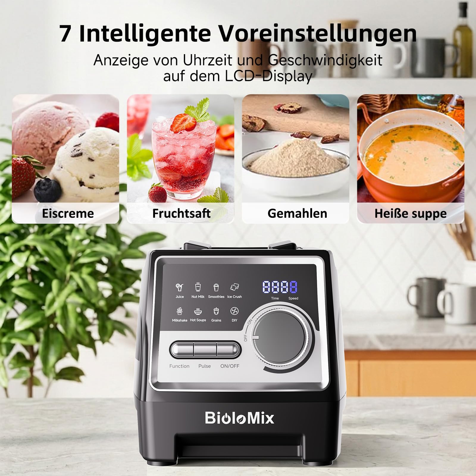 BioloMix Mikser o wysokiej wydajności 1500 W, samoczyszczący, mikser stojący