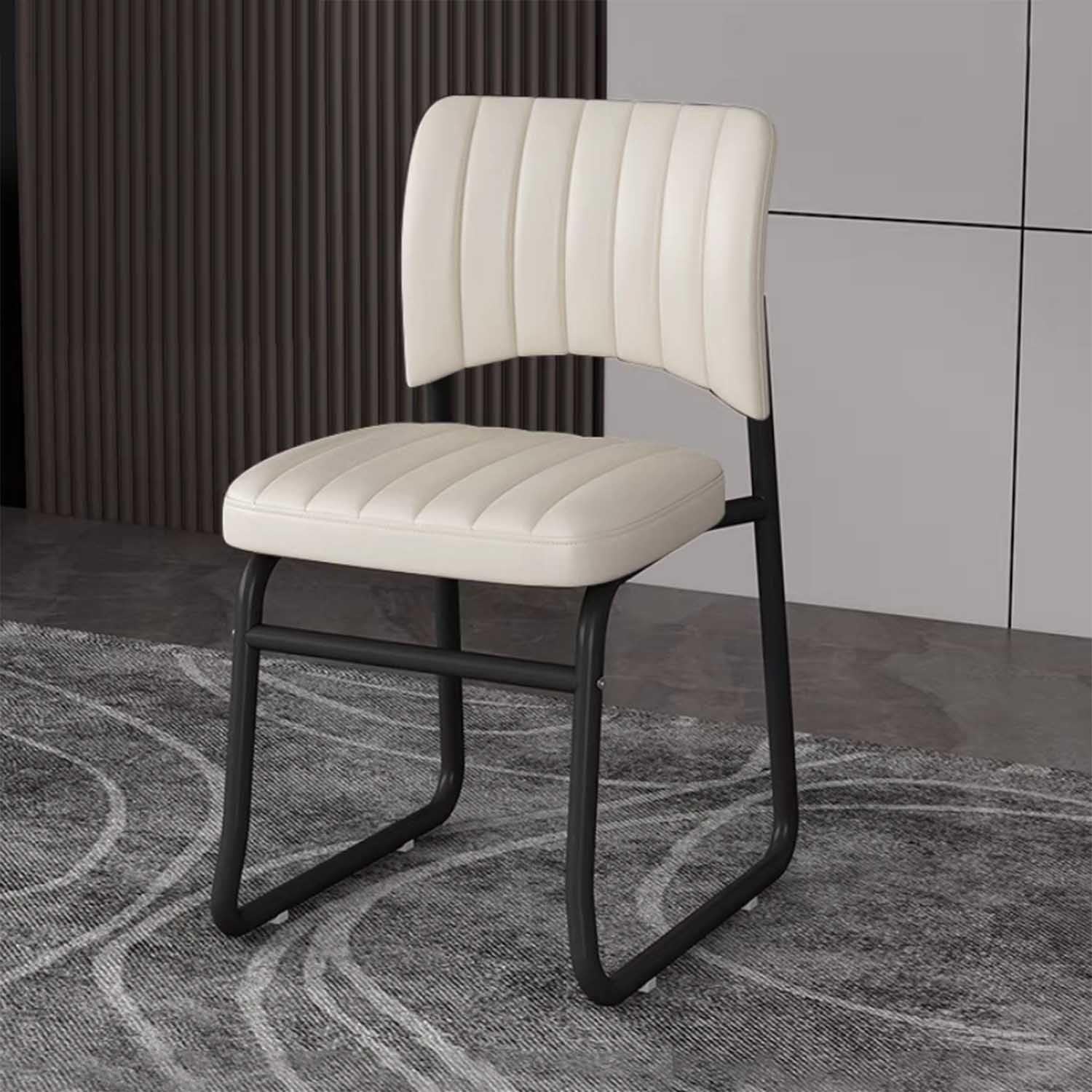 Chaise de bureau sans roulettes en polyuréthane blanc à dossier moyen