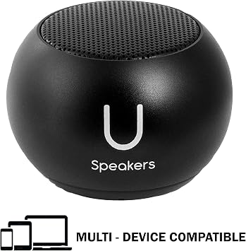 Fashionit U Speakers Mini Bluetooth Computer Speaker 2-Pack Bundle with Matching Speaker, Built-in Mic & Selfie Remote Control, for Workspace, Desktop, Laptop, Mobile, Tablet, PC - Black