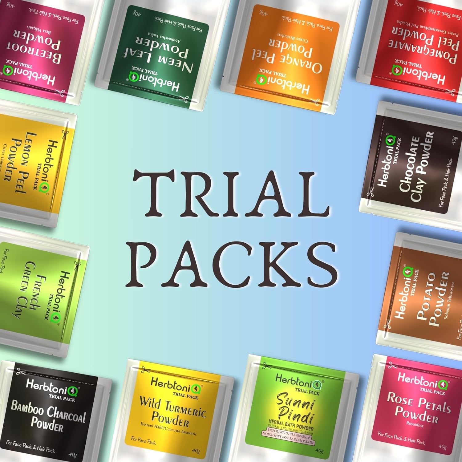 Herbal Powder Trial Pack for Skincare Assorted herbal powder trial pack for skincare and body care