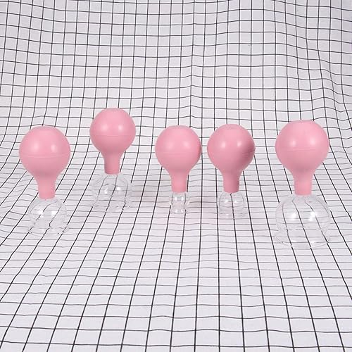 Miniatura 7 de Masaje corporal de goma y vidrio de ventosas al vacío tazas de ahuecamiento corporal chino 5pcs (rosa)
