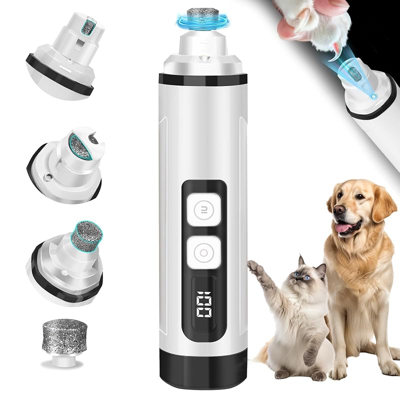 Lixa Elétrica para Unhas de Cães e Gatos BEIDUONA com LED, Ajuste de Velocidade e Carregamento USB-C G07-01 Branca