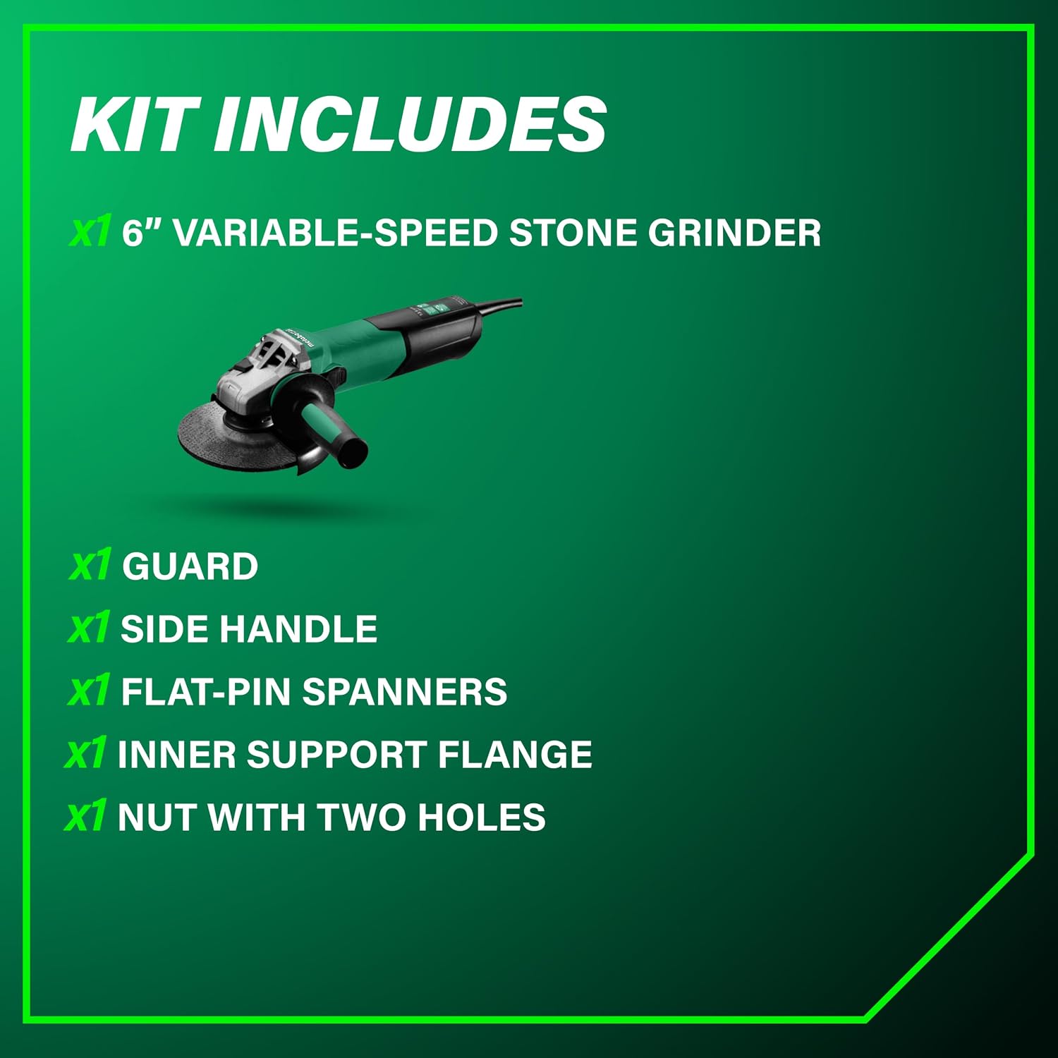 Metabo HPT Variable Speed Angle Grinder 6 In, WEV 15-150 HT, 646563420 | VTC Variable Speed, Angle Grinder Tool, Stone Work, S-Automatic Clutch, Lock-On Switch, MVT, Side Grinder, 6 Inch Grinder