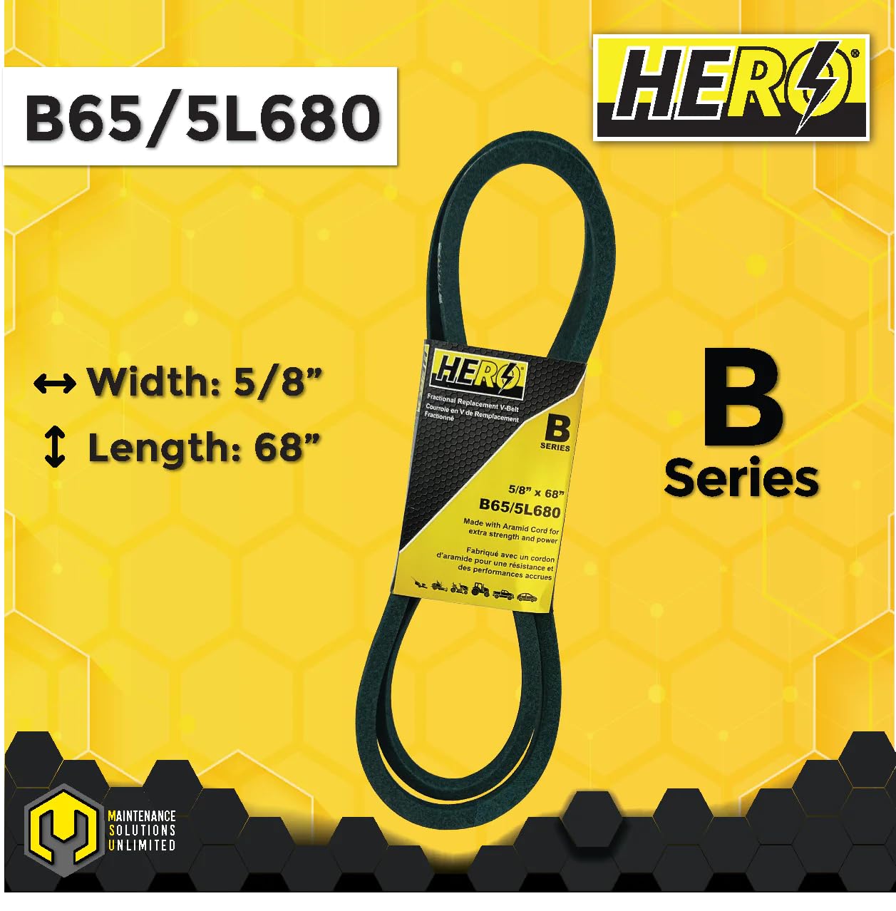 Industrial & Lawn Mower V Belt B65 (5/8" X 68") 5L680