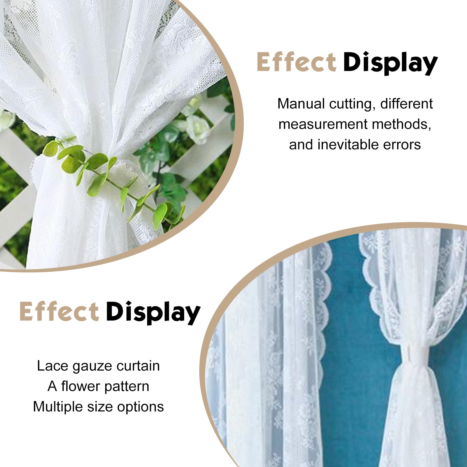 Set di 2 tende in pizzo bianco, ricamate con fiori, in voile, 150 x 200 cm, vintage, in voile ricamato, trasparenti, per camera da letto, soggiorno, terrazza, matrimonio