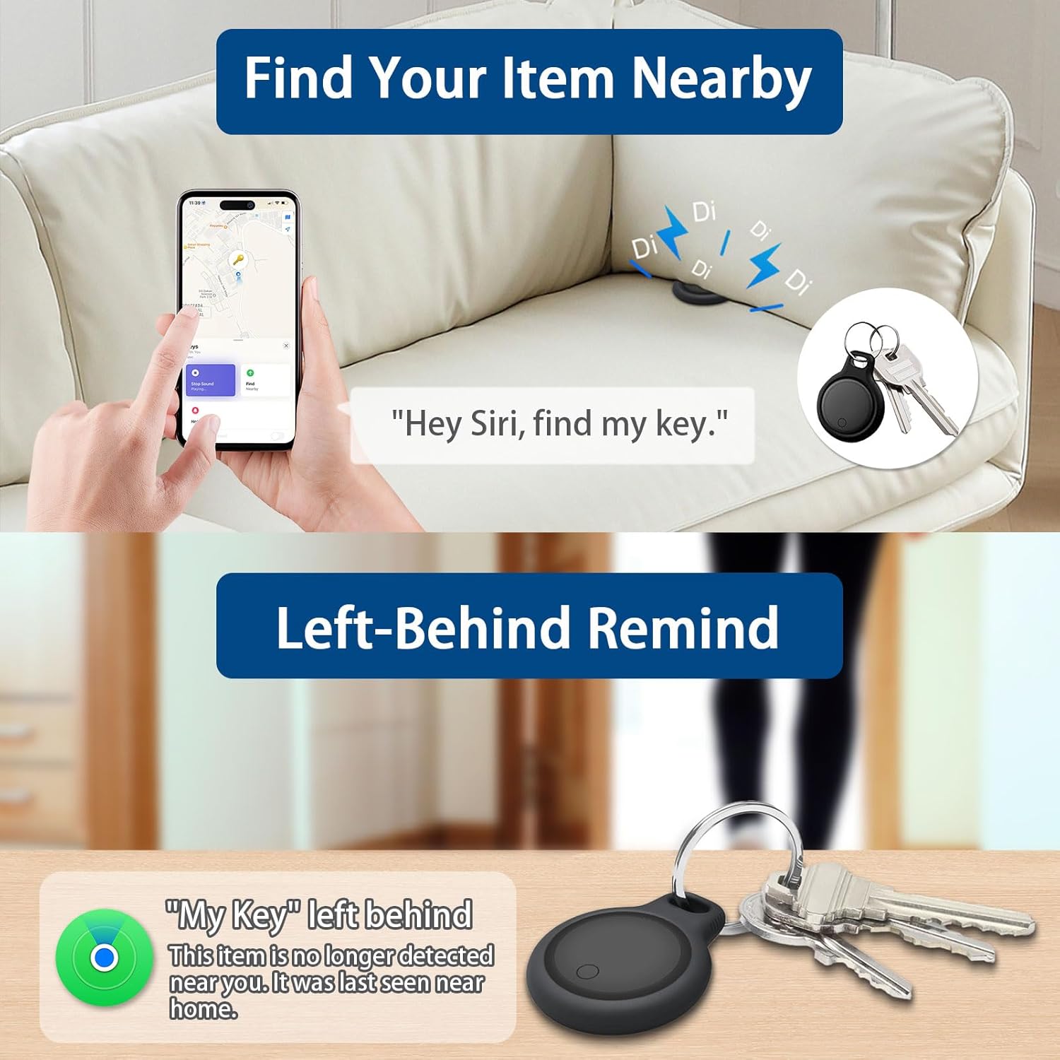 4 Pack Find My Tracker (iOS only), [Apple MFi Certified] Bluetooth Tracker for Apple Find My, Smart Tracker Tag Item Finder for Keys, Backpack, Wallet,Luggag,Pet