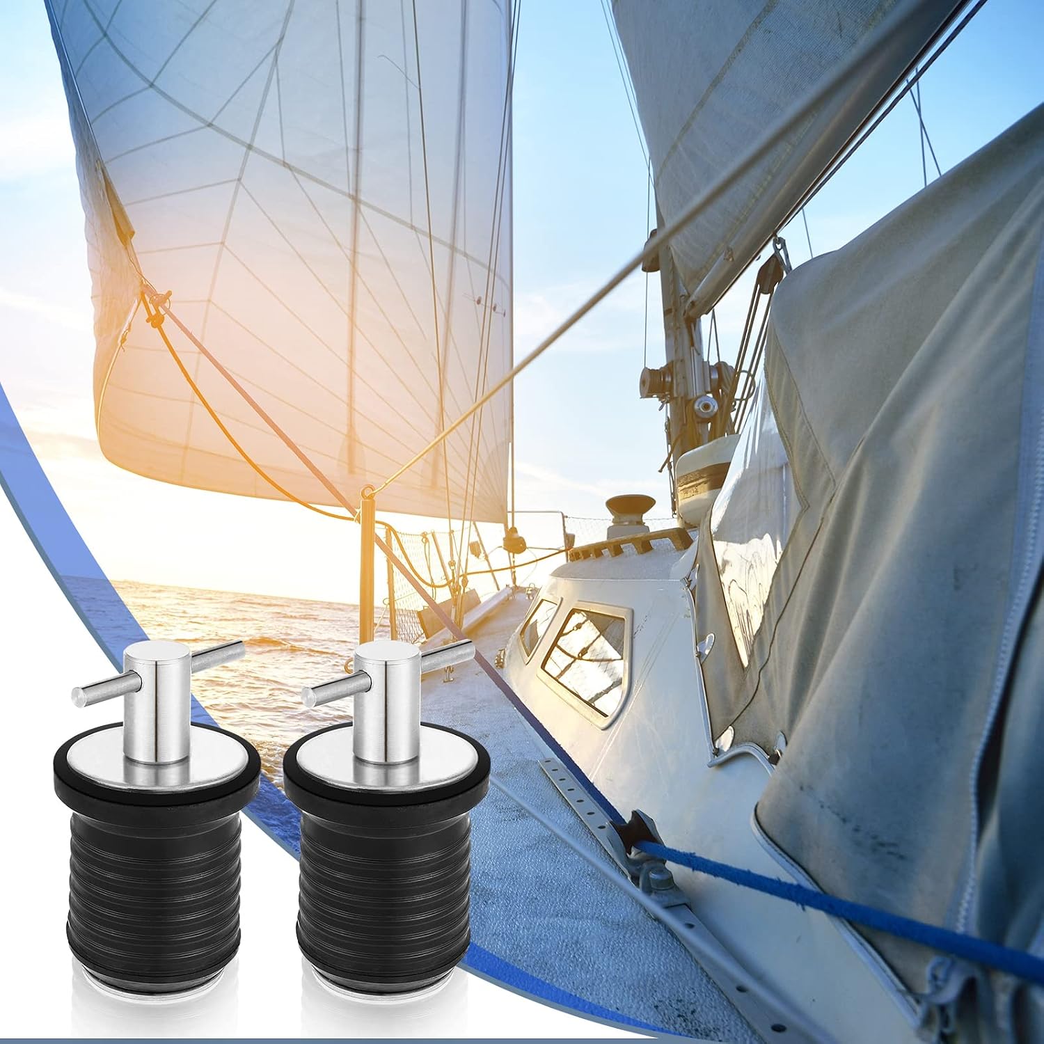 Amyhill 4 Pcs T Handle Boat Plug for 1 Inch Diameter Drain Boat Twist-Turn and Seal Design Marine Rubber Plug Accessories for Yachts Kayaks Ferries Breakwaters