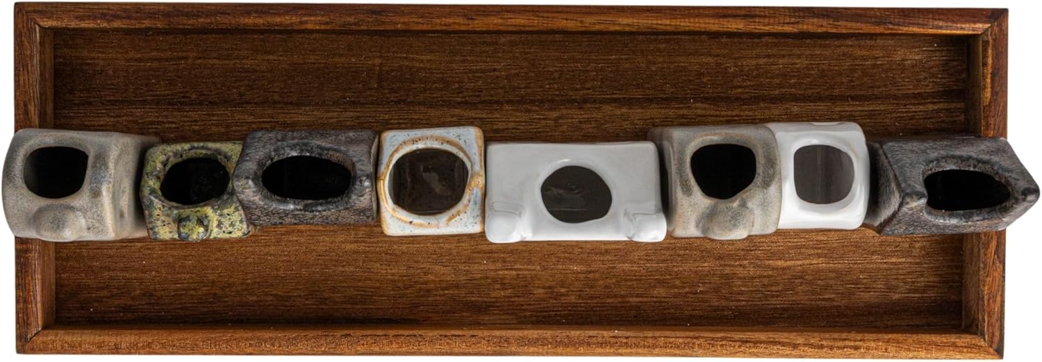 Creative Co-Op Bohemian House-Shaped Stoneware Vase Set, Multicolor, Set of 8