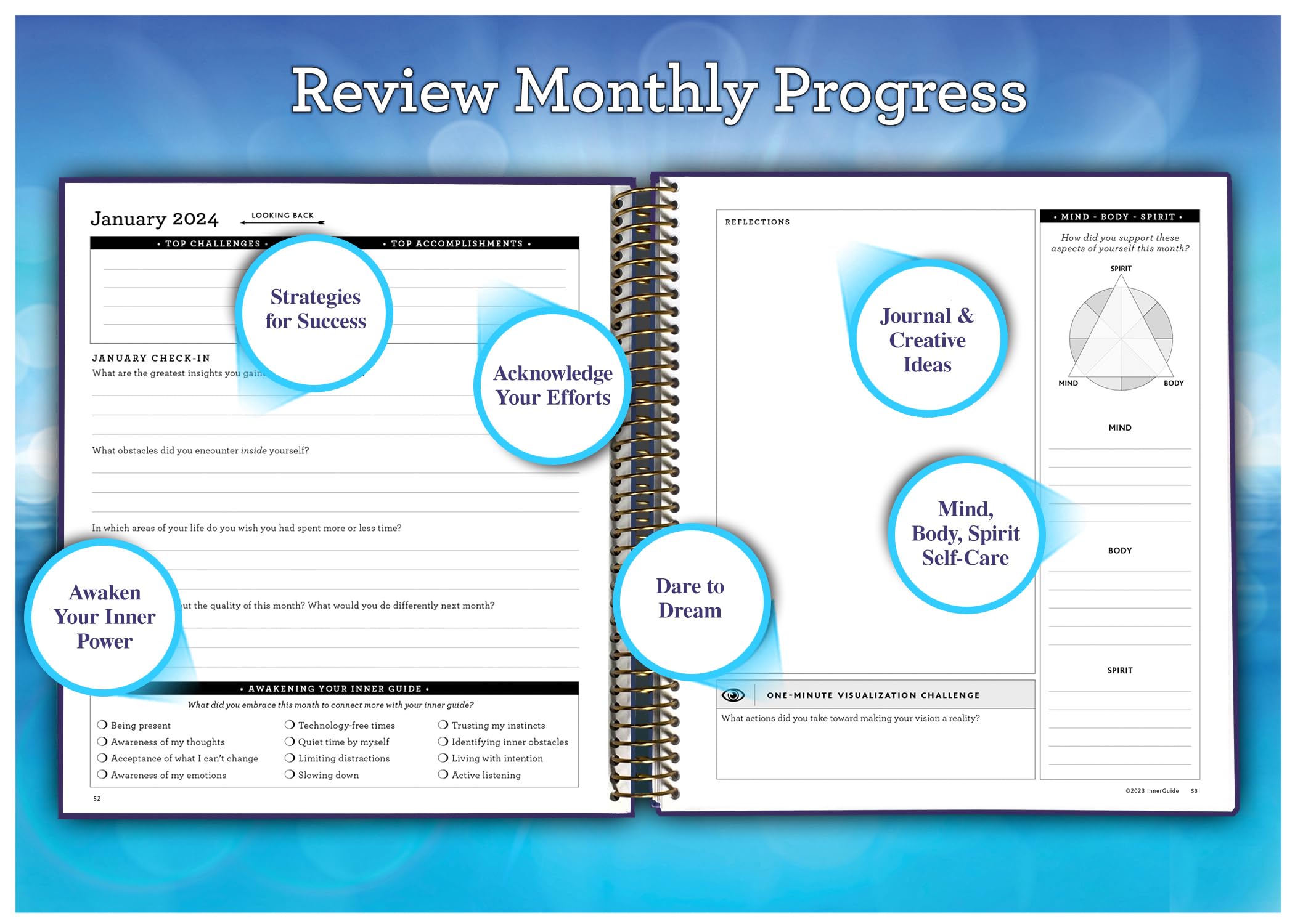 InnerGuide 2024 Planner (Jan - Dec) Weekly Monthly Organizer - 8â€? x 9â€? - Dated Hardcover