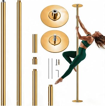 Professional Dancing Pole Kit, Heavy Duty Steel Dance Pole with Spinning Static Dual Mode, Height Adjustable Removable Portable Stripper Pole for Home Club Gym Stage Performance, Max Load 440 Lbs