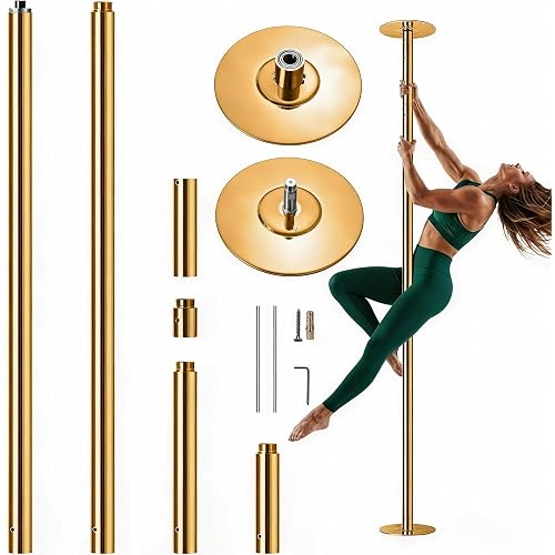 Professional Dancing Pole Kit, Heavy Duty Steel Dance Pole with Spinning Static Dual Mode, Height Adjustable Removable Portable Stripper Pole for Home Club Gym Stage Performance, Max Load 440 Lbs