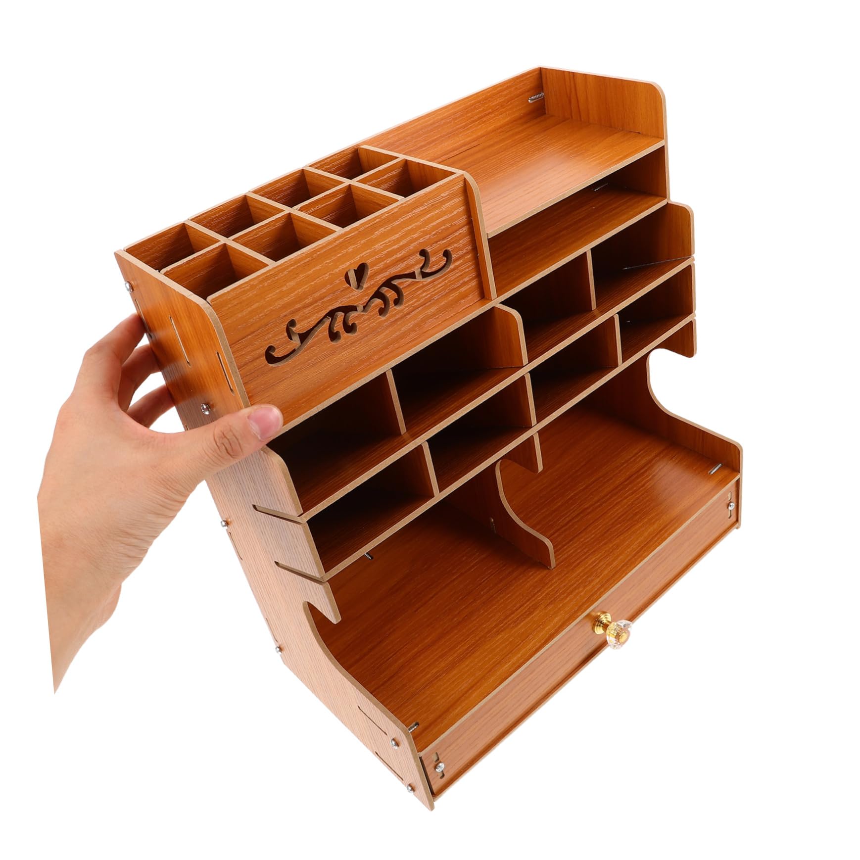 Organizer Penne in Naturale Capacità Portaoggetti Scrivania Multifunzione con Scomparti Multipli Elegante Supporto Cancelleria per Ufficio e Casa