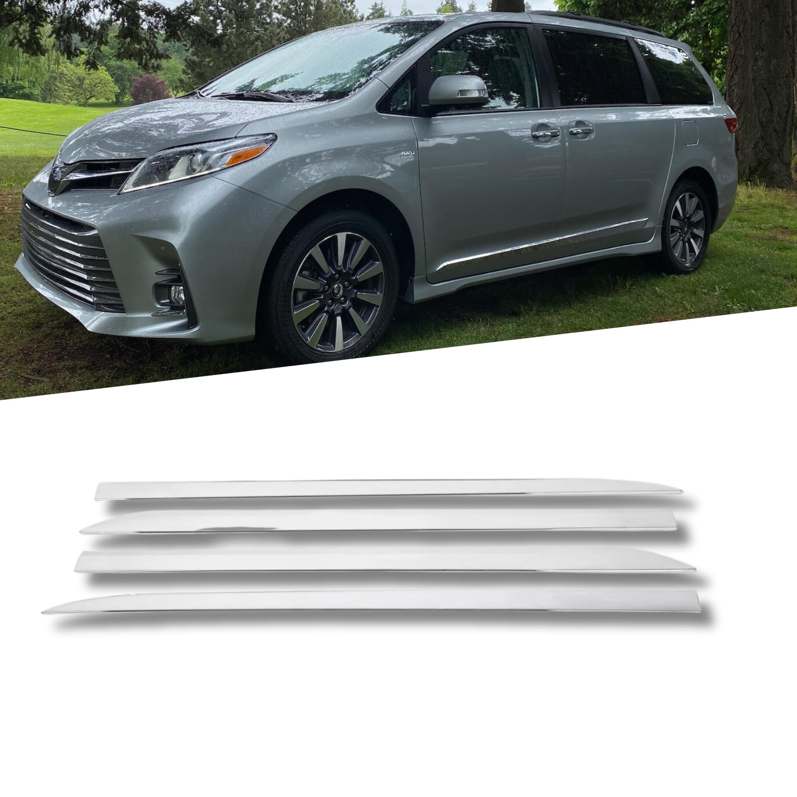 Amazon.com: POWECHOX Side Strip Trims Chrome Compatible with Toyota ...