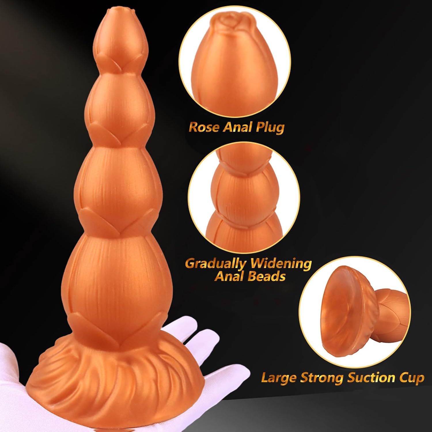 Anal Plug Rose Shaped Anal Beads Anal Dilator Stretcher Trainer (XL)