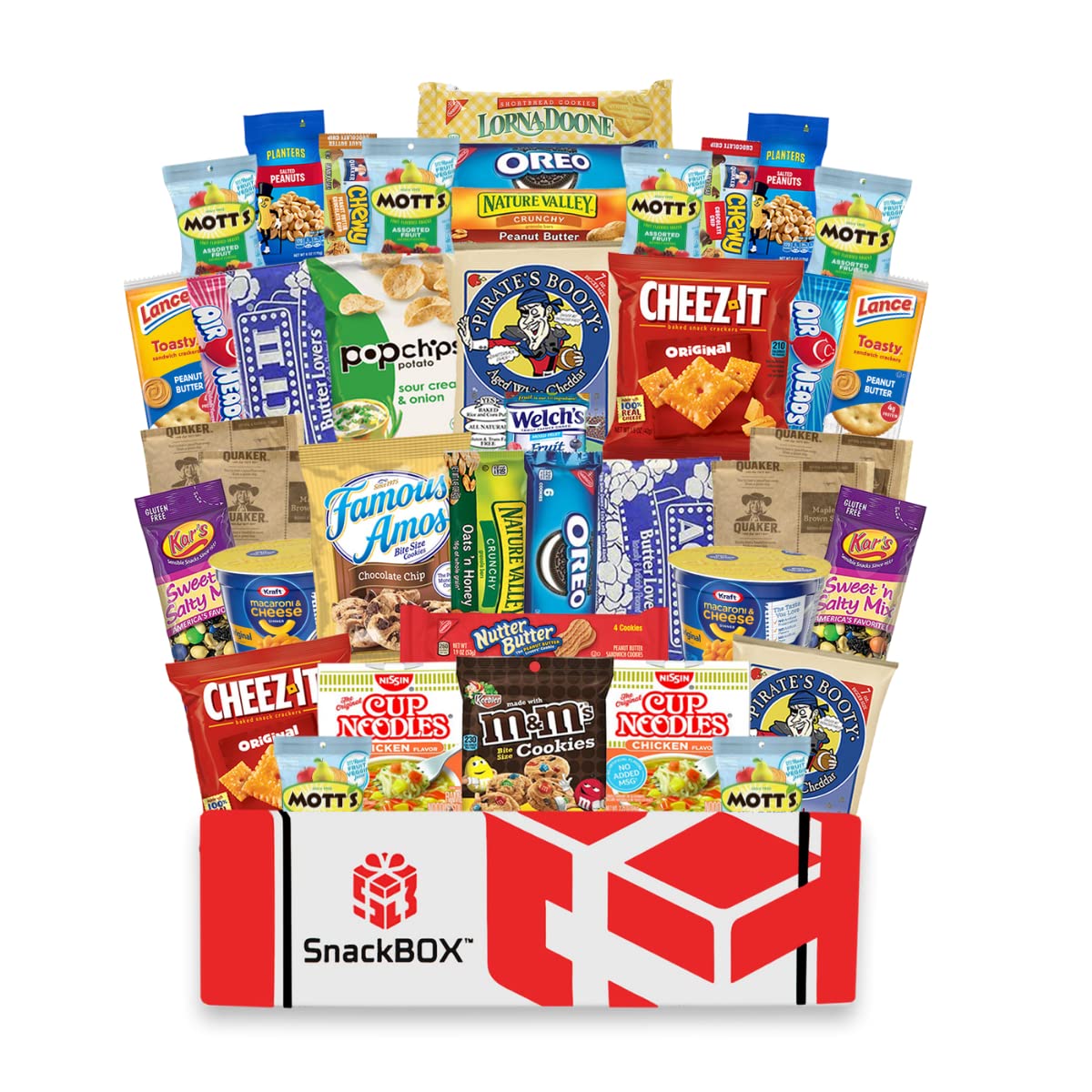 SnackBOX Snacks BOX Care Package (40 Count) Back To School College Variety Pack Candy Treats Gift Baskets Guys Girls Adults Kids Grandkids Men Women Food Sampler Student Birthday Cookies Chips Finals Snack Packs Office Military and Gift Ideas