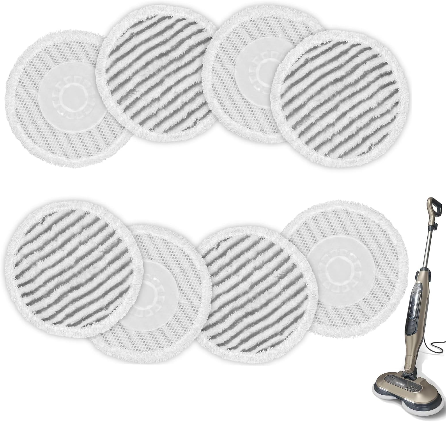 AIR U+ 8 Pack Replacement Steam Mop Pads for Shark S8201 S8001 S7001 S7201 S7000AMZ S7000 S7005 S7020 S7001C Steam Mop, Steam & Scrub All-in-One Scrubbing and Sanitizing, Dirt Grip Scrub Washable Pad