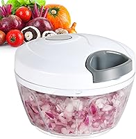 Vista 19 de Ourokhome Manual Food Processor Vegetable Chopper, Portable Hand Pull String Garlic Mincer Onion Cutter for Veggies, Ginger, Fruits, Nuts, Herbs
