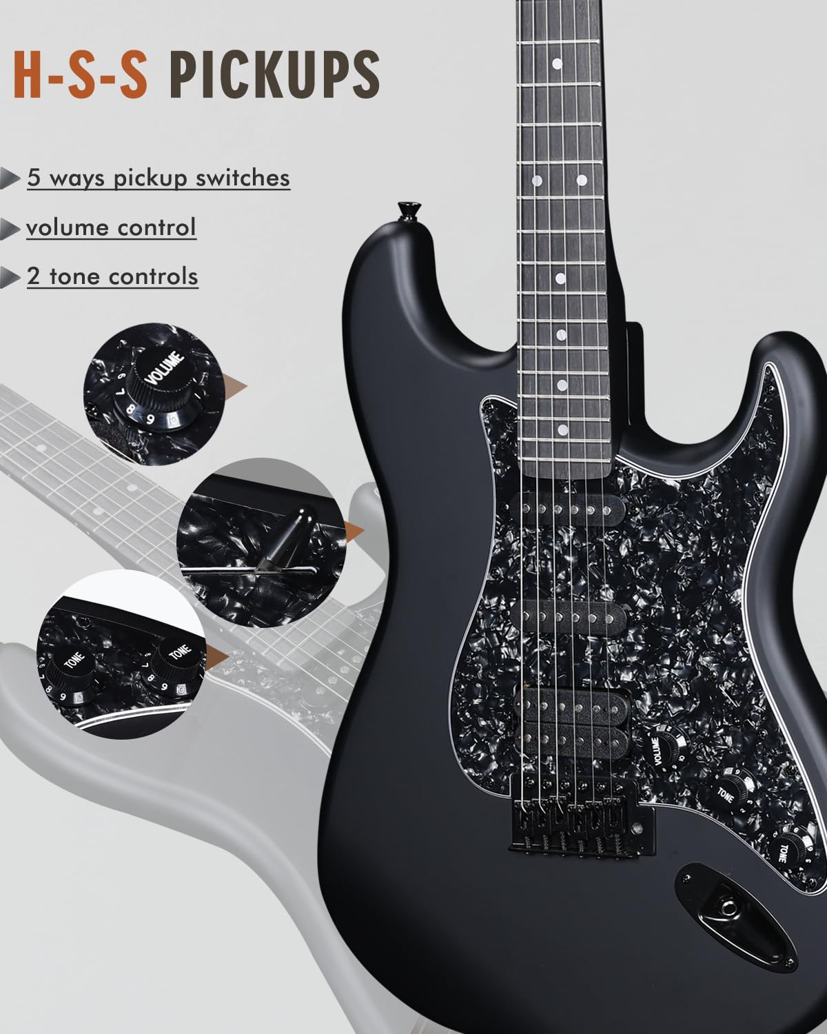 Amazon | Winzz大人用エレキギター4/4フルサイズ、ST HSSピックアップ