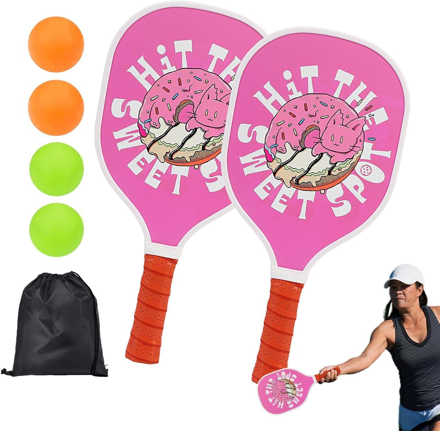 Ball Paddle Set With Holes - Ball Palette With Holes With Storage Bag, Balls Set With Holes | Outdoor Hole Ball Kit For Beginners | Large Area