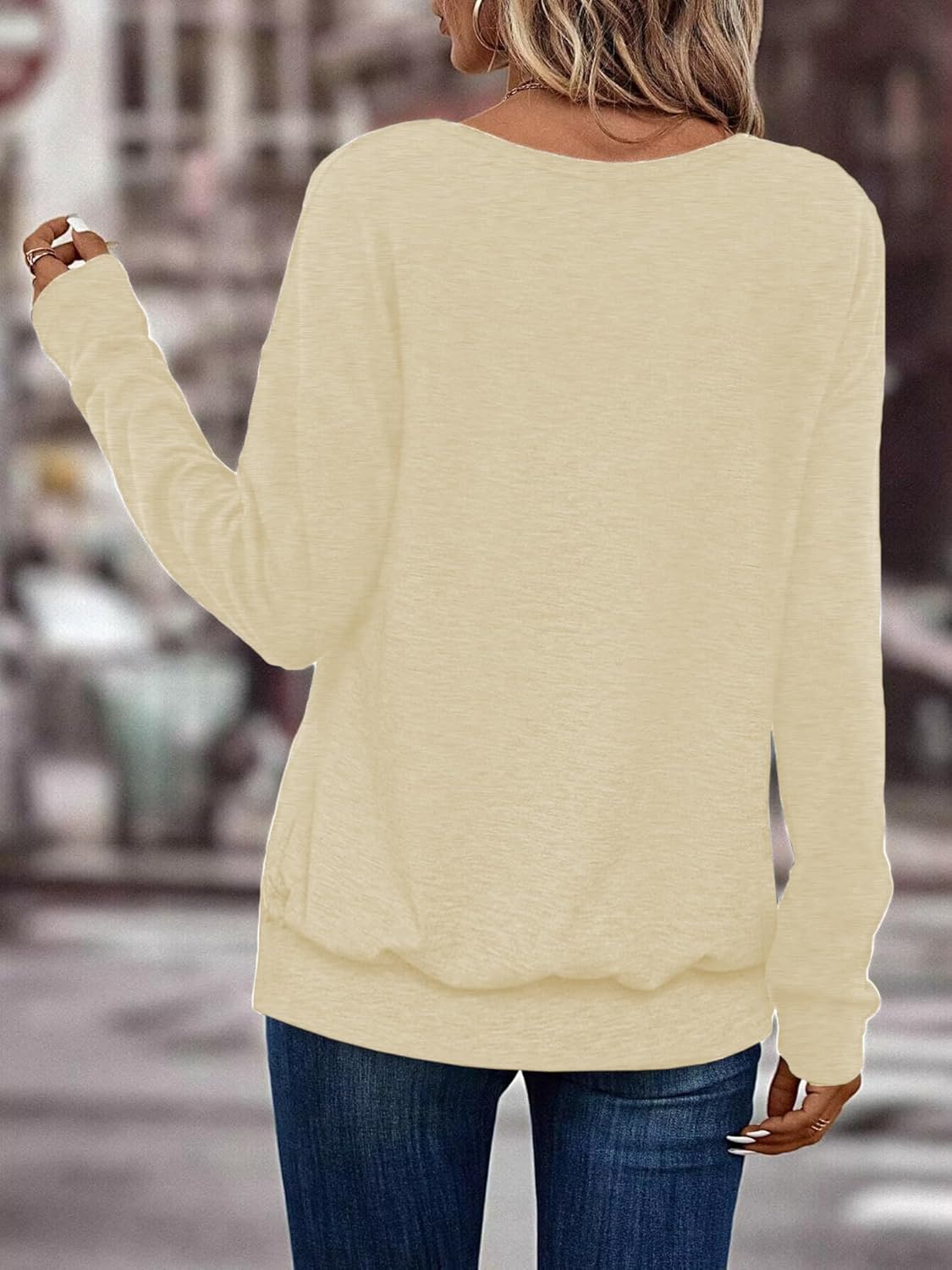 iGENJUN Womens Basic Slub T-Shirts Long Sleeve V Neck Tees for Women Lightweight Soft Casual Fall Tops - Image 2