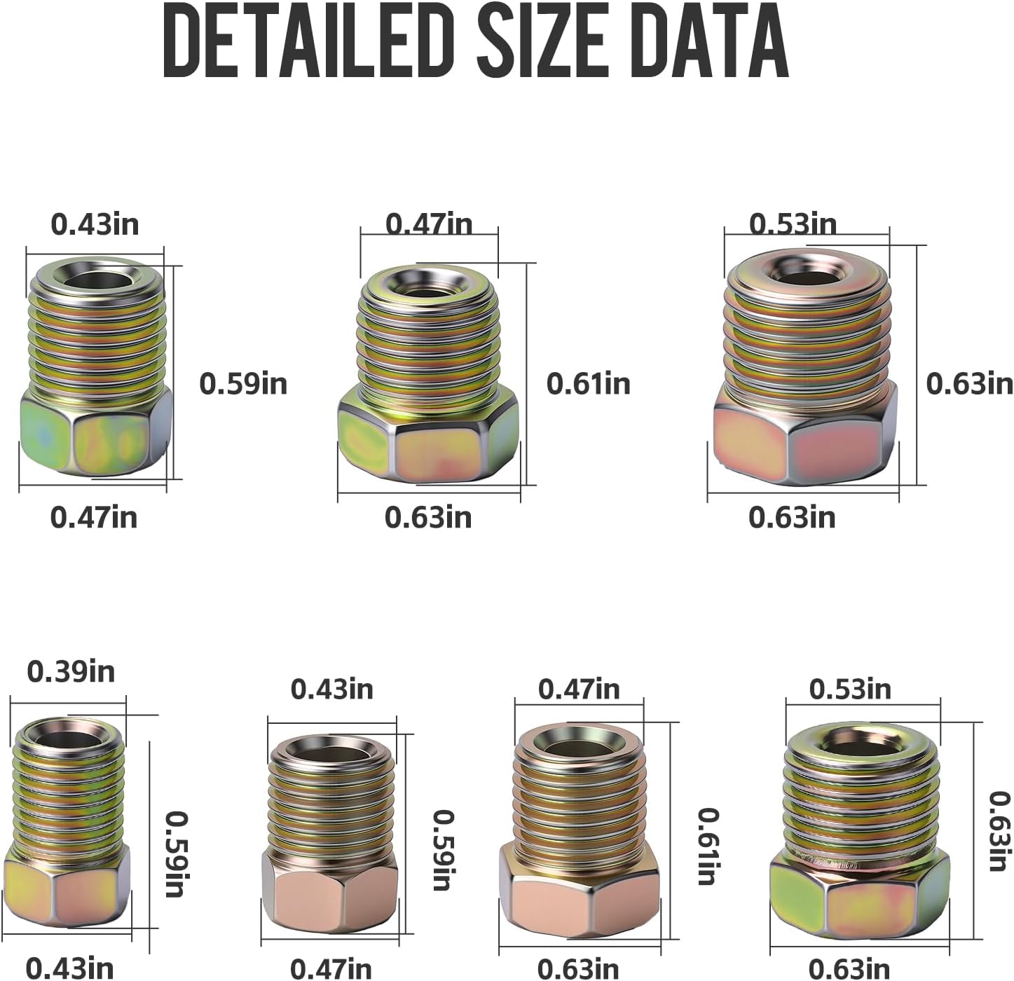Brake Line Fittings Kit-35 Pcs Brake Line Nuts Assortment,Include 19 Pcs 3/16'' Fittings and 16 Pcs 1/4'' Fittings for Inverted Flares on Brake Line Tube