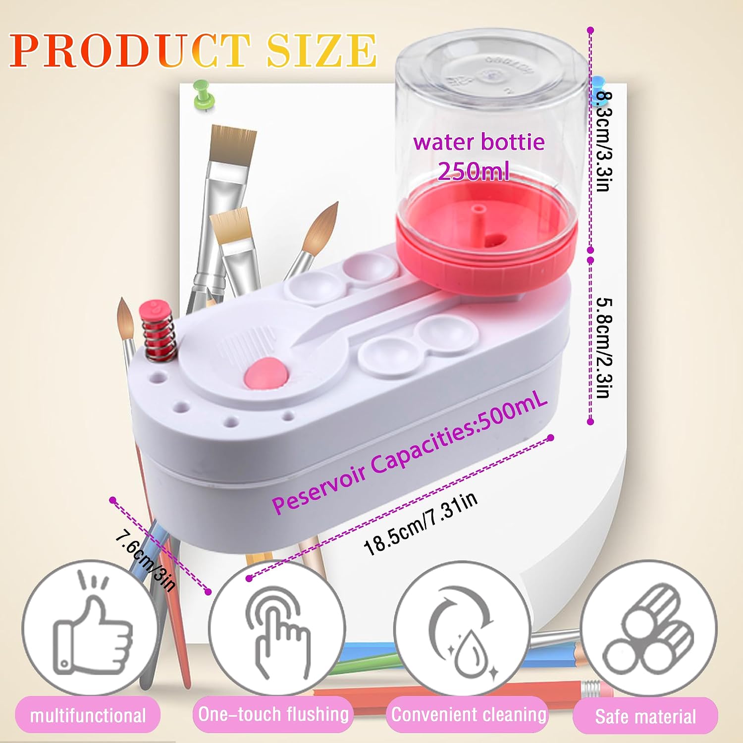 Upgraded Paint Brush Cleaner Tool,Painting Running Water Circulation Art Supplies for Acrylic,Watercolor and Water Based Creative Gift for Adult Artist Beginner and Painter,Bonus 10 Paint Brushes