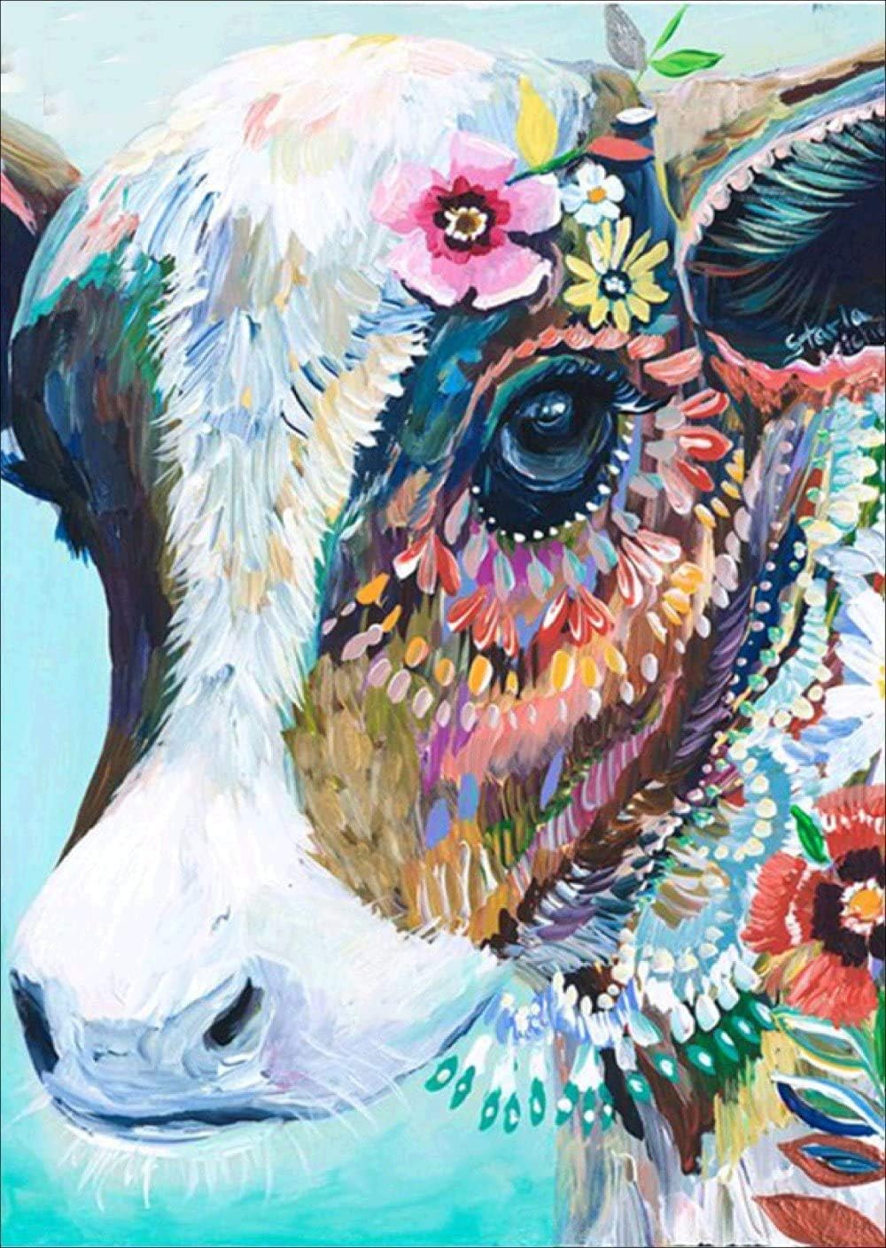 Diamond Painting Paint by Numbers DIY Kits for Adults Full Drill Big Size (12X16inch/30X40CM) (Cow)