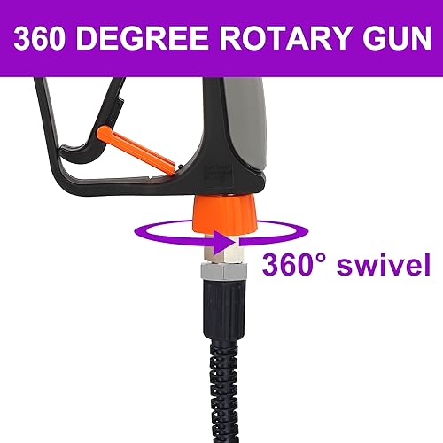 Miniatura 6 de PWACCS Manguera de lavado a presión para lavadora eléctrica de 100 pies con 5 adaptadores - Pistola de lavado a presión con giratoria